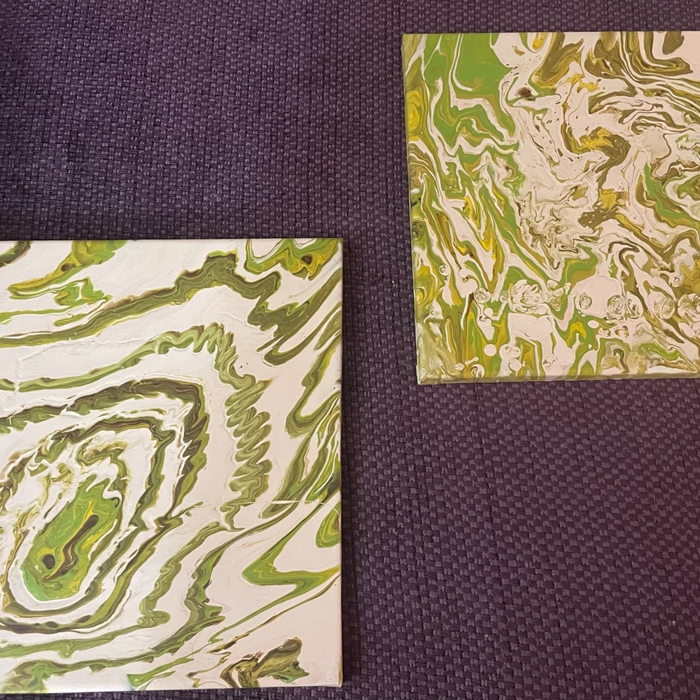 Abstract Green and Yellow Canvas Art